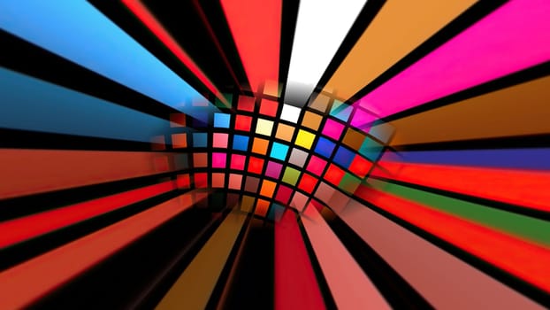 Colorful pixels on rotating sphere,Colorful pixels on rotating sphere
