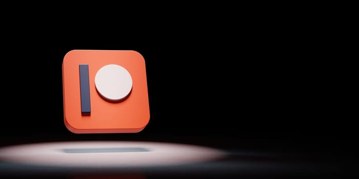 Patreon App Icon 3D Symbol Shape Spotlighted on Black Background with Copy Space 3D Illustration