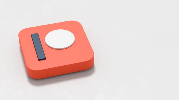 Patreon App Icon 3D Symbol Shape on Plastered Light Gray Background with Copy Space 3D Illustration