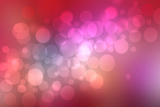 Abstract festive blurred red pink magenta background with light pink and white bokeh circles for wedding card or Valentine day.  Romantic textured backdrop with space for your design. Card concept.