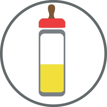 Illustration of a symbol of feeding bottle in a circle