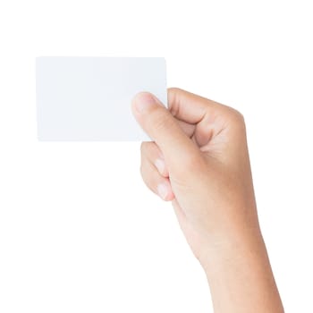 hand hold blank white card isolated with clipping path