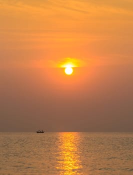 Beautiful seascape sunrise with boat