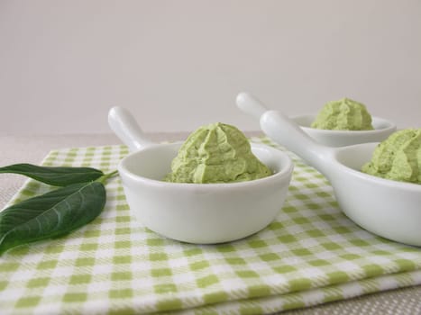 Homemade ice cream with Matcha green tea