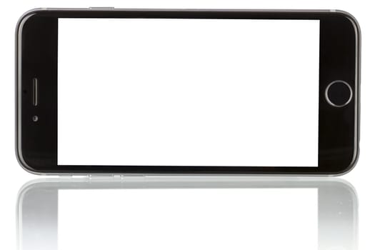 new Smartphone with blank screen on white background