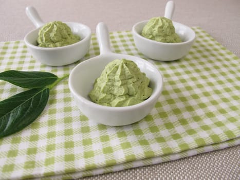 Homemade ice cream with Matcha green tea