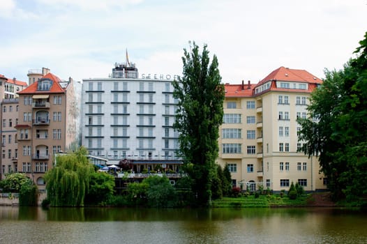 Berlin,Germany - June 08,2015: The Hotel Seehof Berlin with a terrace on the shores of Lake Lietzen on June 8,2015 in Berlin.