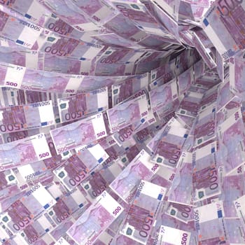 Money swirl of 500 euro notes