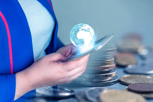 Duoble Exposure, Money and financial concept, Online Banking Savings Concept, Online Investment Savings, Online Stock Investors, Internet Financial Transactions