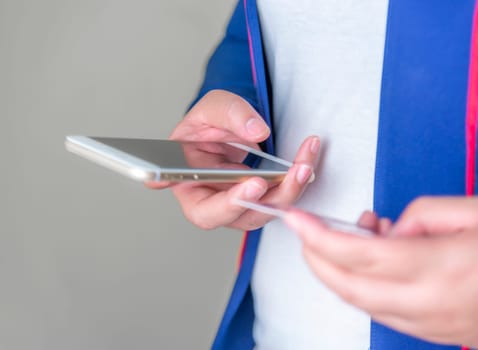Online Banking, Internet Banking Concept, Online Investment Savings, Online Stock Investors, Internet Financial Transactions, Business women with smart phone mobile and credit card for shopping online