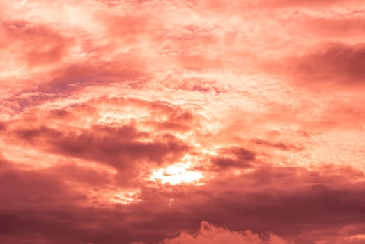 Abstract and pattern of cloud sky Calming coral, Orange, Trend color of the year background, Pattern of colorful cloud and sky sunset or sunrise: Dramatic sunset in twilight, Beautyful of sky