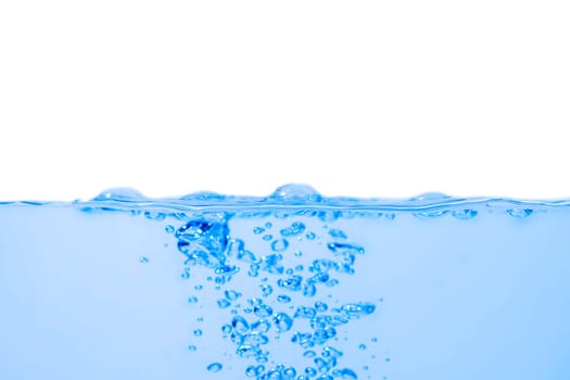 Water wave with bubbles on a white background
