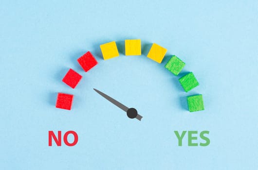 Yes and no loading bar, making a decision, asking questions, looking for an answer, positive mindset