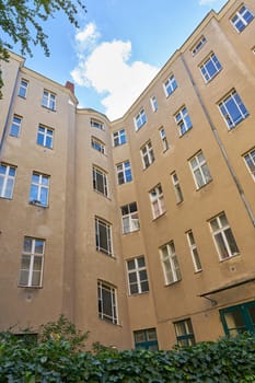 Backyard of a run down house in the center of Berlin in Germany