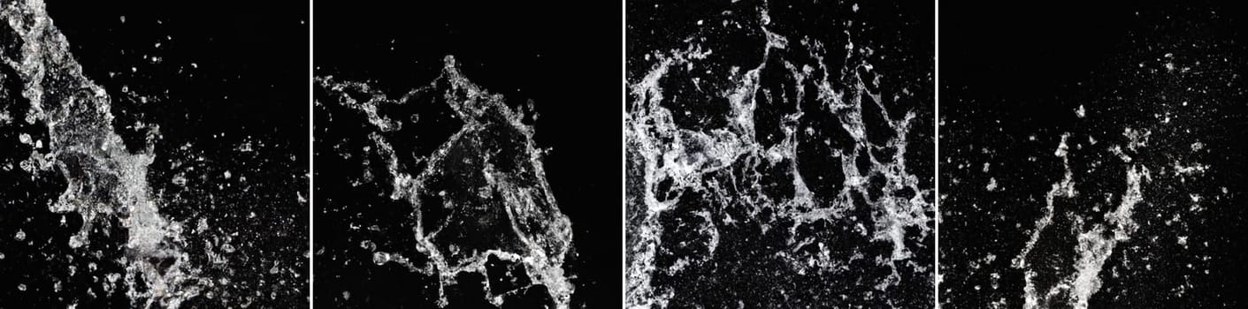 Water splash isolated on black background