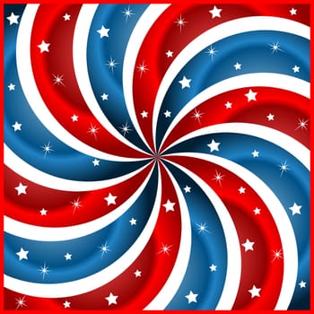American flag background with stars and swirly stripes symbolizing 4th july independence day