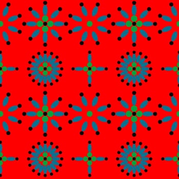 Geometrical shapes seamless pattern on red background