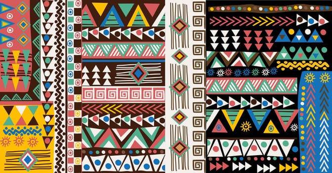 Colorful african pattern with ethnic motifs