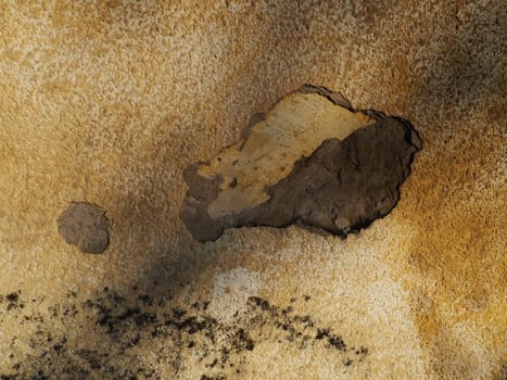 Old cracked weathered plastered brick wall background texture. Dirty peeled plaster wall with falling off flakes of paint.