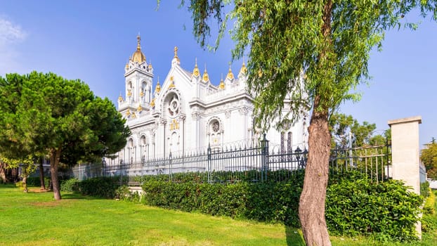 Exterior shot of Neo Byzantine architecture style Bulgarian St. Stephen Church, Sveti Stefan Kilisesi, or the Bulgarian Iron Church, a Bulgarian Orthodox church in Balat district, Istanbul, Turkey
