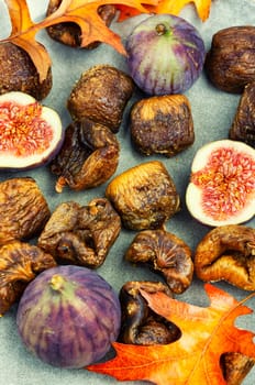 Candied figs fruits, dried figs. Dried fruit, autumn harvest