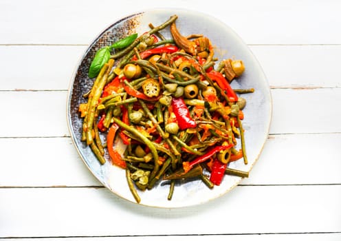 Vegetarian homemade diet food, steamed vegetables.