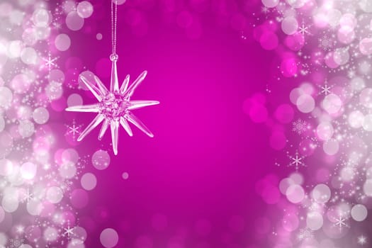 Abstract blurred festive delicate winter christmas or Happy New Year background with shiny pink and white bokeh lighted stars. Space for your design. Card concept.