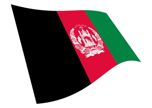 An Islamic Republic of Afghanistan waving flag 3d illustration isolated on white with clipping path