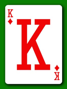 A King of Diamonds playing card with clipping path to remove background and shadow 3d illustration