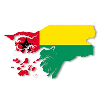 A Guinea-Bissau map on white background with clipping path to remove shadow 3d illustration
