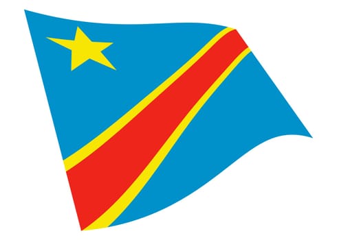 A Democratic Republic of Congo waving flag 3d illustration isolated on white with clipping path