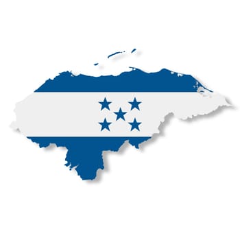 A Honduras map on white background with clipping path to remove shadow 3d illustration