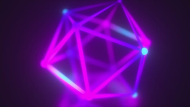 Neon molecular atom. Computer generated 3d render