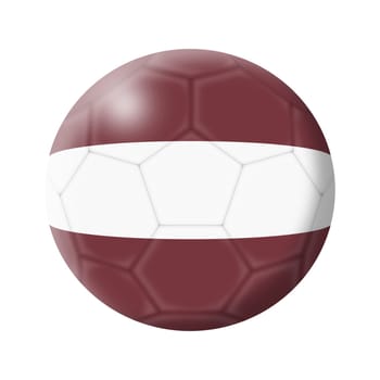 A Latvia soccer ball football 3d illustration isolated on white with clipping path