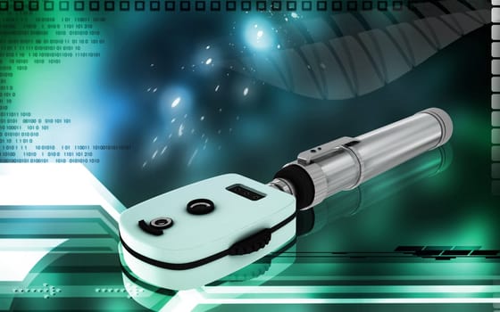 Digital illustration of ophthalmoscope in colour background