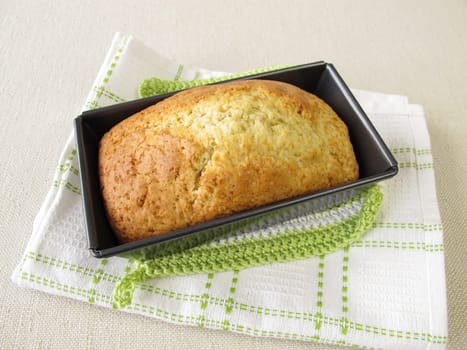 Box cake in the baking dish
