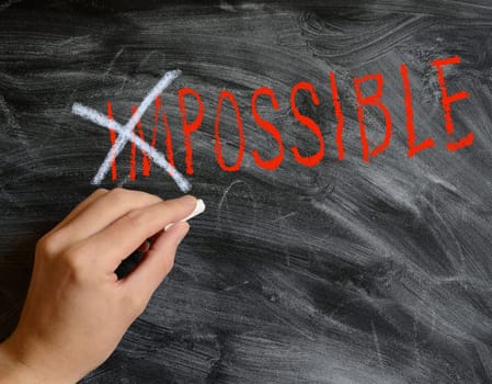 Hand writing on a blackboard Possible