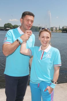 Ina Menzer,Luis Krasniqi,dragon boat race of the Michael Stich Foundation,Aslter Hamburg,12.06.2015