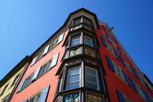 View of a bay window at an old house in Rottweil
