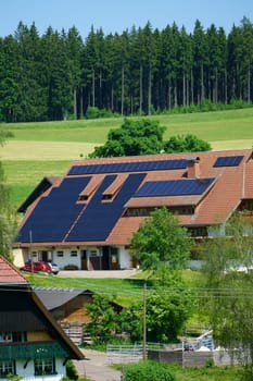 Large farm with solar power plant in the southern Black Forest