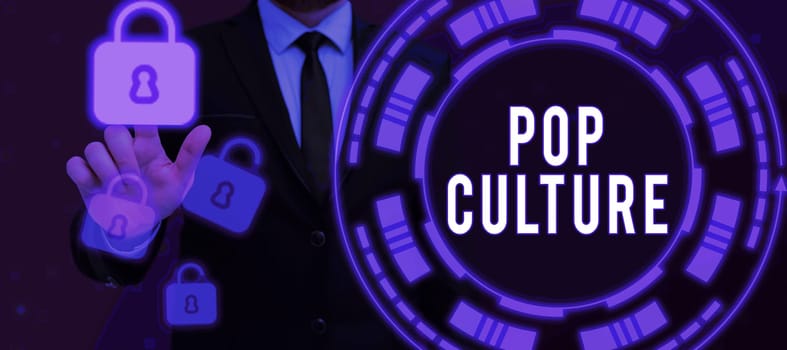 Conceptual display Pop Culture, Internet Concept describes the lifestyle and tastes of the majority of mostly younger people