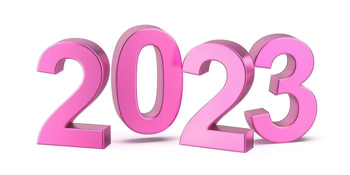 Happy New Year 2023, concept image with metal pink numbers