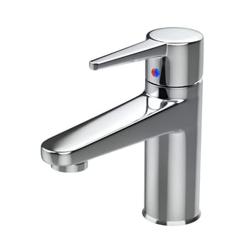 Silver bathroom faucet isolated on white background