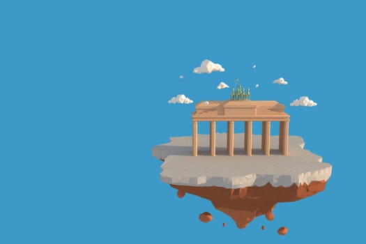 3D illustrator Berlin, Germany. 3d rendering Low Polygon Geometry Background. Abstract Polygonal Geometric Shape. Lowpoly Minimal Style Art.