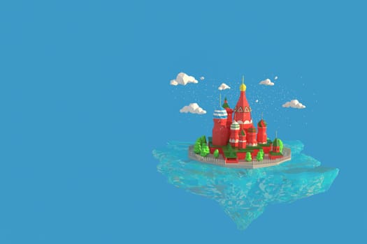 3D illustrator  Moscow, Russia. 3d rendering Low Polygon Geometry Background. Abstract Polygonal Geometric Shape. Lowpoly Minimal Style Art.