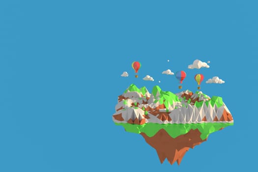3D illustrator Cappadocia Turkey. 3d rendering low polygon geometry background. Abstract polygonal geometric Shape. Lowpoly minimal style art.