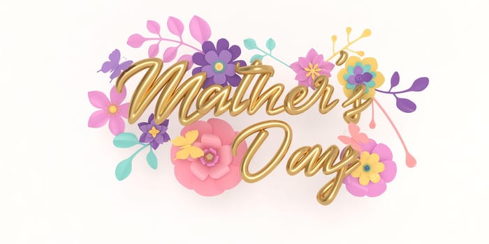 Mother's Day greeting card, 3D rendering of celebrations on special days.