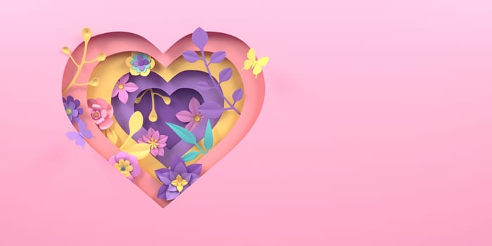 Valentine's Day and Mother's Day greeting card, 3D rendering of celebrations on special days.