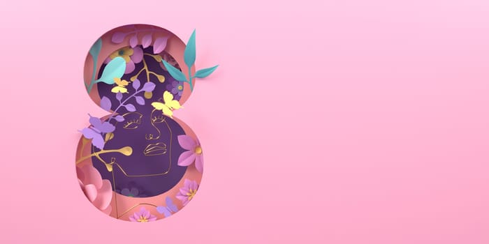 Mother's Day greeting card, 3D rendering of celebrations on special days.