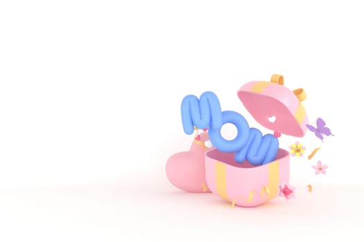 Mother's Day greeting card, 3D rendering of celebrations on special days.